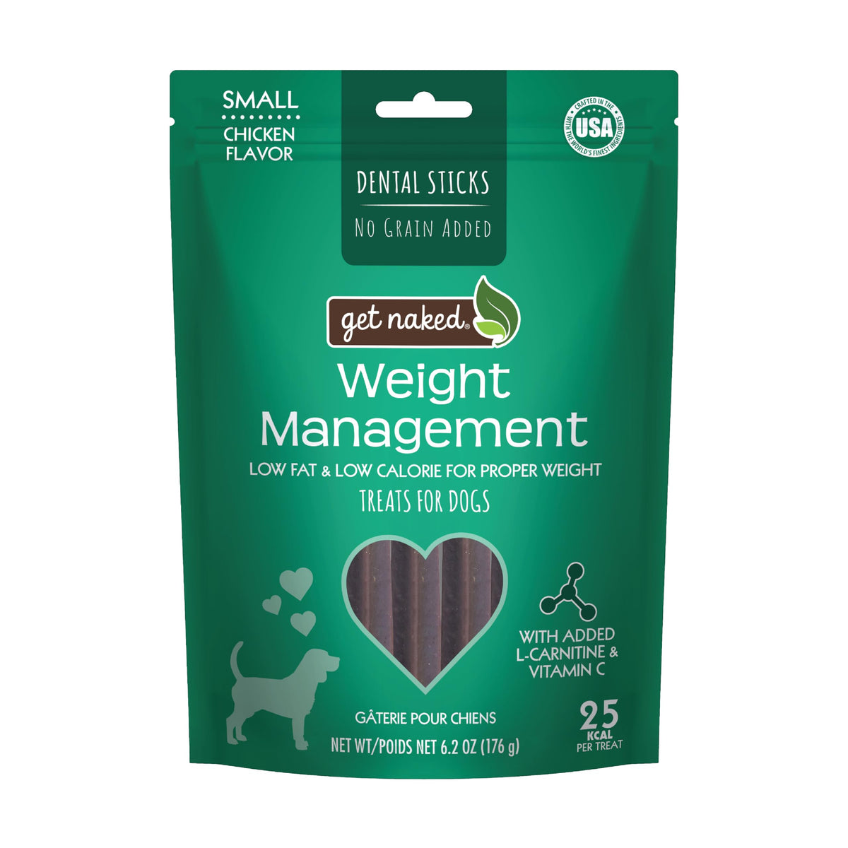 Get Naked Grain Free 1 Pouch 6.2 Oz Weight Management Dental Chew Sticks, Small
