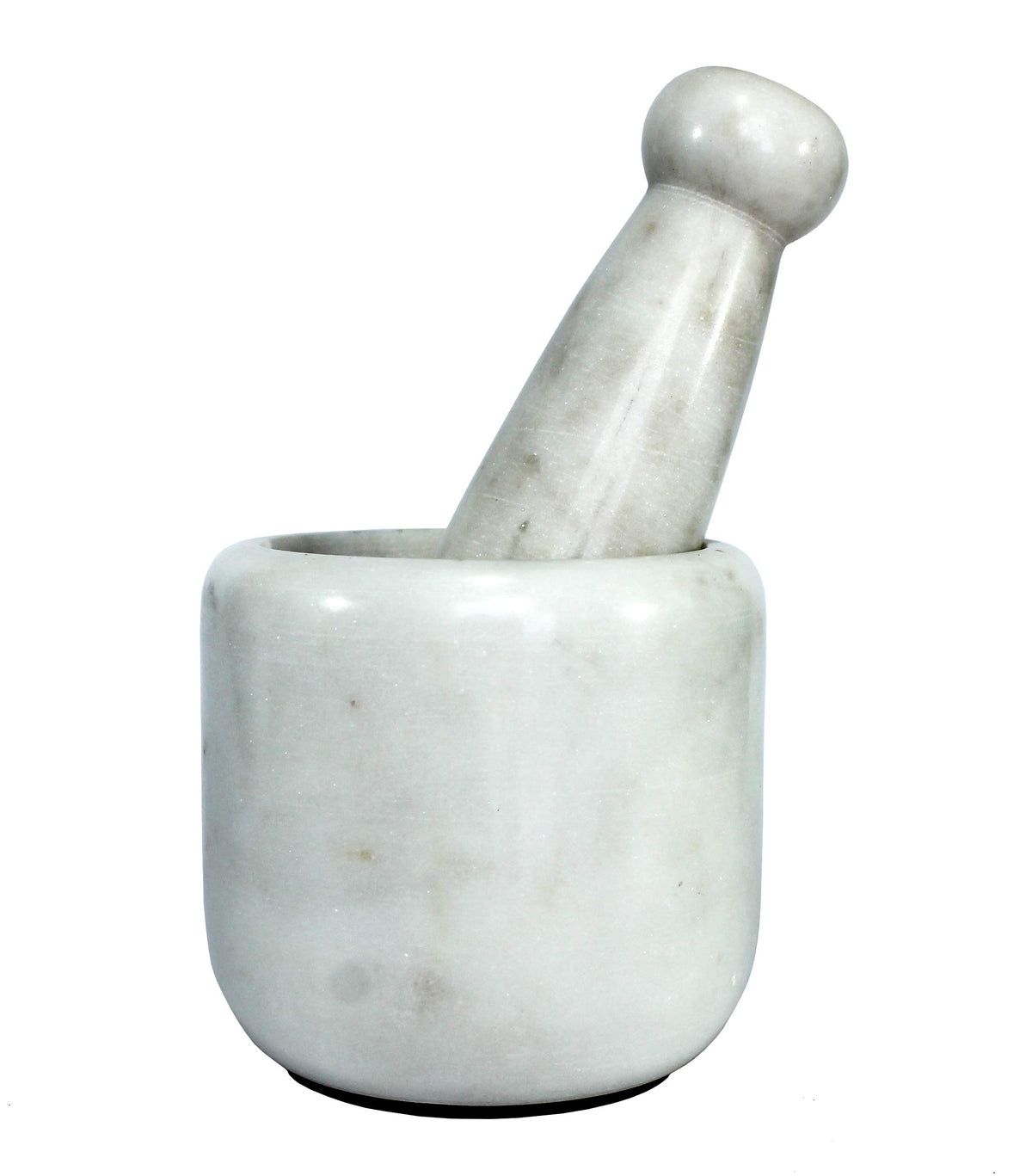 KLEO 4" Diameter Natural Stone Mortar and Pestle Set as Spice Grinder, Medicine Masher - Okhli And Musal (White Deep)