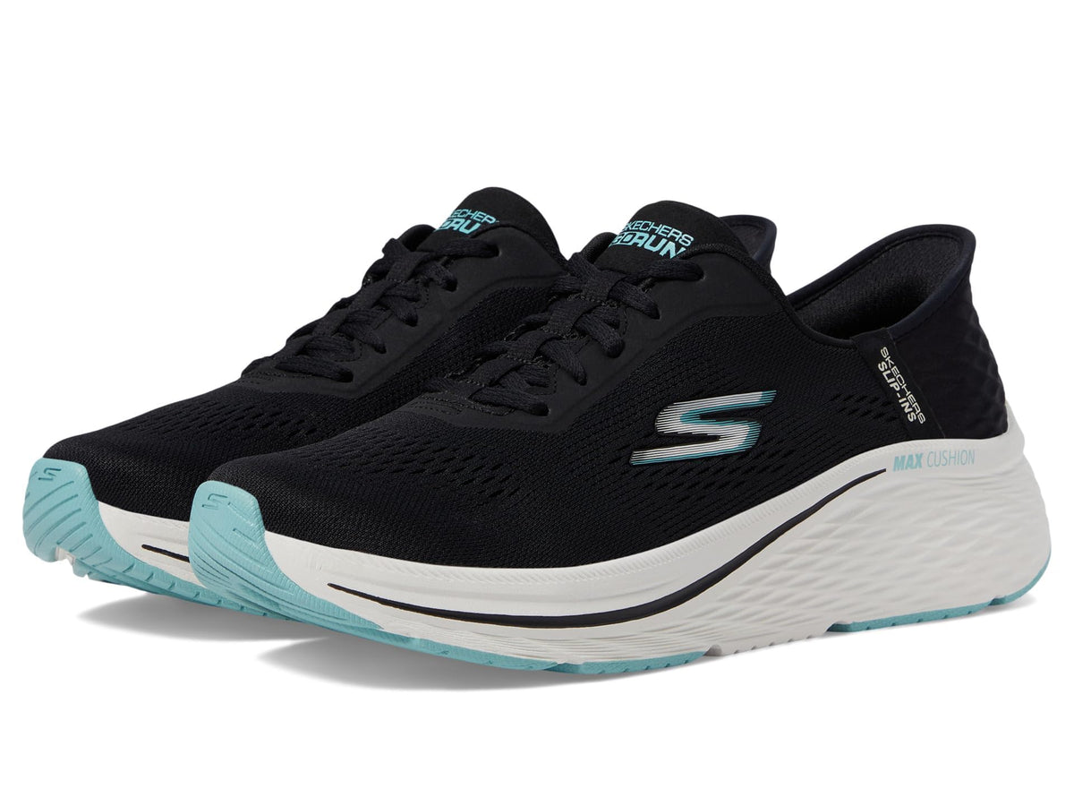 Skechers Women's Max Cushioning Elite 2.0 Vanish Hands Free Slip-Ins Sneaker, Black/Blue, 10