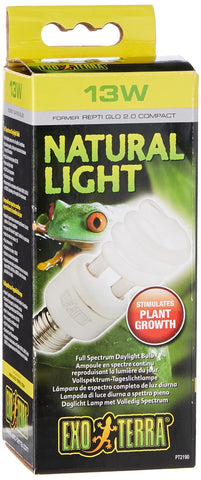 Exo Terra Natural Light, full spectrum daylight lamp, compact lamp with ideal daylight spectrum for all reptiles and amphibians, 13W, E27 socket (Pack of 1)