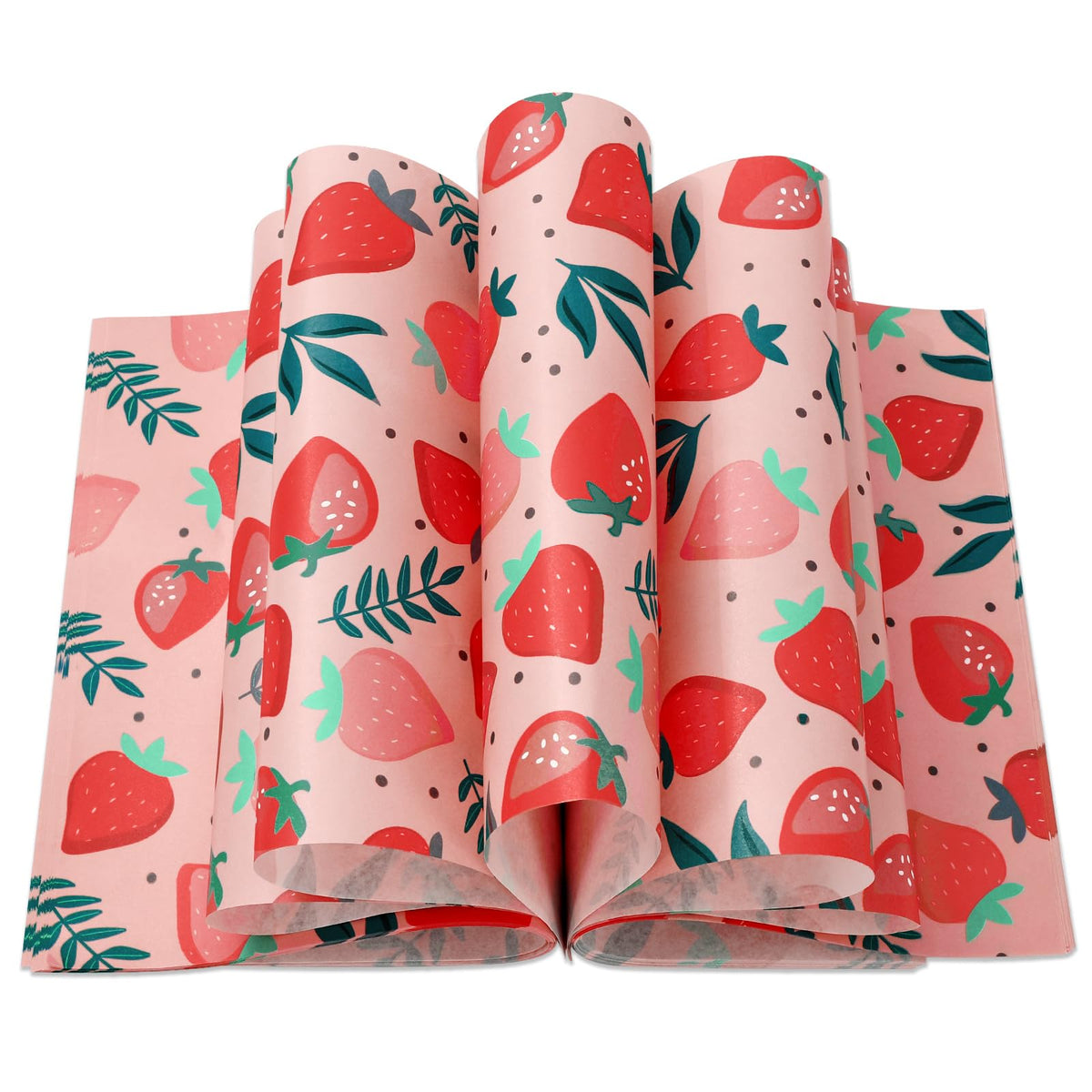 JarThenaAMCS 150Pcs Strawberry Wax Paper Pink Deli Paper Tissue Sweet Fruit Sandwich Wrap Paper Waterproof Oil-Proof Picnic Liners for Party Kitchen Supplies