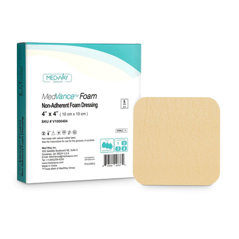MedVance TM Foam - Waterproof Non-Adhesive Hydrophilic Foam Dressing 10 cm x 10 cm Box of 5 dressings