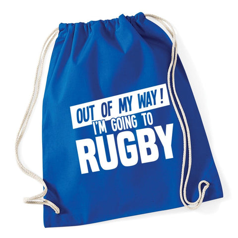 Hippowarehouse Out of My Way I'm Going to Rugby Drawstring Cotton School Gym Kid Bag Sack 37cm x 46cm, 12 litres