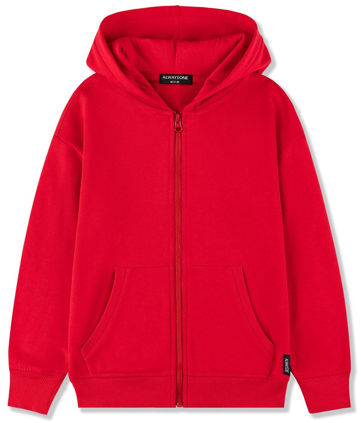 ALWAYSONE Kids Soft Fleece Casual Sweatshirt Zip up Hooded Sports Jacket with Pocket Boys Girls Athletic Hoodie 3-12 Years (red-s)