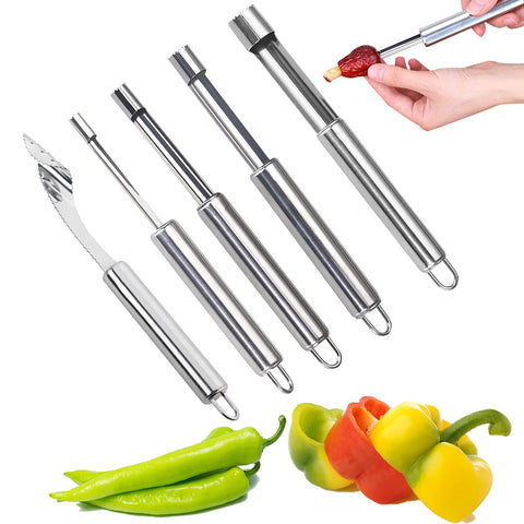 6 Pack Stainless Steel Kitchen Corer Tool Fruit and Vegetable Corer Set for Cherry Pitter strawberry Jalapeno Corer Tomato Vegetable Corer Tool