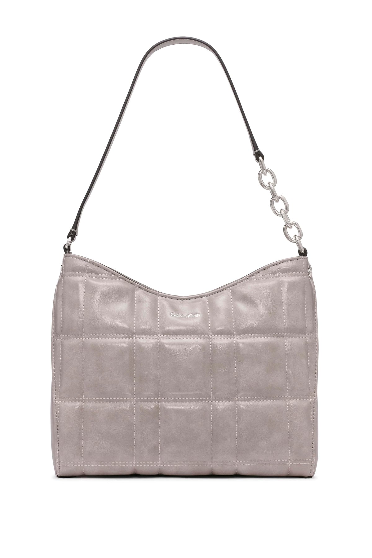 Calvin Klein Women's Nova Hobo Shoulder Bag - Vegan Leather, 2 Pockets, Stone, One Size