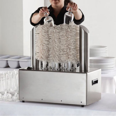 QJJML Commercial Electric Wine Glass Polisher, Electric Glass Washer Machine,Hot Air Drying System, Stainless-Steel Glassware Polishing Machine for Bar Kitchen,8Heads