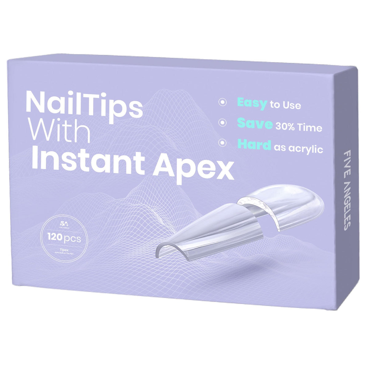 Five Angeles Tipex Instant Apex Nail Tips,Long Coffin Full Cover Gel Nail Tips Thicker Acrylic Nails,Strong Hard Clear Pre-etched Press-on Nails,Matte Underside False Nails for Flat Nails