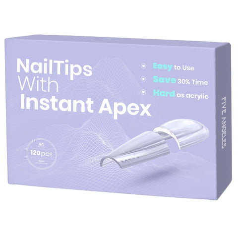 Five Angeles Tipex Instant Apex Nail Tips,Long Coffin Full Cover Gel Nail Tips Thicker Acrylic Nails,Strong Hard Clear Pre-etched Press-on Nails,Matte Underside False Nails for Flat Nails