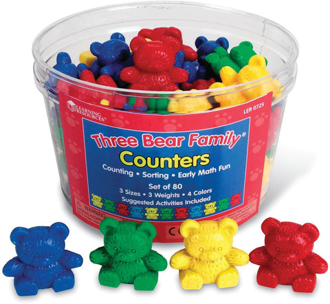 Learning Resources 0725 Three Bear Family Basic Set 80/Pk 3 Sizes 4 Colors