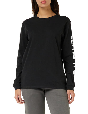 Carhartt womens K231 Workwear Logo Long Sleeve T-shirt (Regular and Plus Sizes) Work Utility T Shirt, Black, X-Small US