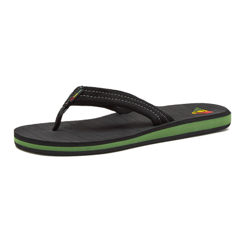 Quiksilver Men's Carver Suede 3 Point Flip Flop Athletic Sandal, Black/Yellow/RED, 10