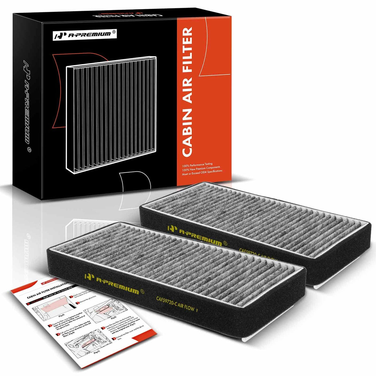A-Premium 2-PC Cabin Air Filter with Activated Carbon Compatible with Mercedes-Benz E300, E320, E420, S350, S430, S500, S600, CL500, CL600, CL55 AMG, CL65 AMG, E55 AMG, S55 AMG, S65 AMG, 57, 62