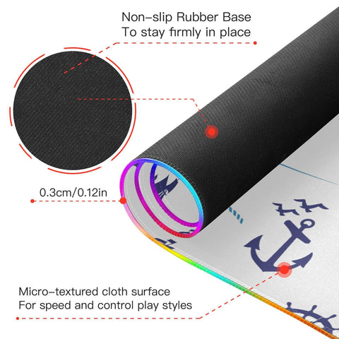 Anchor Steering Wireless Charging Mouse Pad for Mobile Phone Extra Large Gaming Mousepad with 13 Lighting Modes Extended Desk Mat for MacBook PC Laptop Desk Office Home Gaming