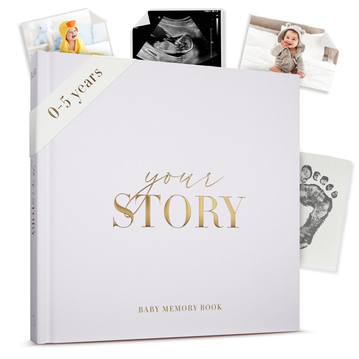 Bibi & Beau Baby Memory Book New Mom Gift - Your Story - Baby Record Book & Photo Album - Gift for Newborn Baby Boy & Girl, Great For Baby Showers (Gray)