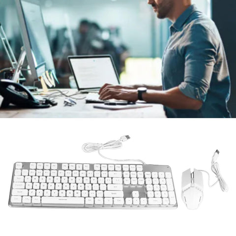 Gaming Keyboard Mouse Set, RGB Lights, Stable Wired Connection, Mechanical Feel Keys, for PC Computer Office Work Home Entertainment