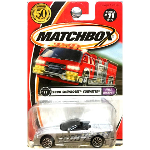 Matchbox 2002 Style Champs 2000 Chevy Chevrolet Corvette Convertible Silver #11