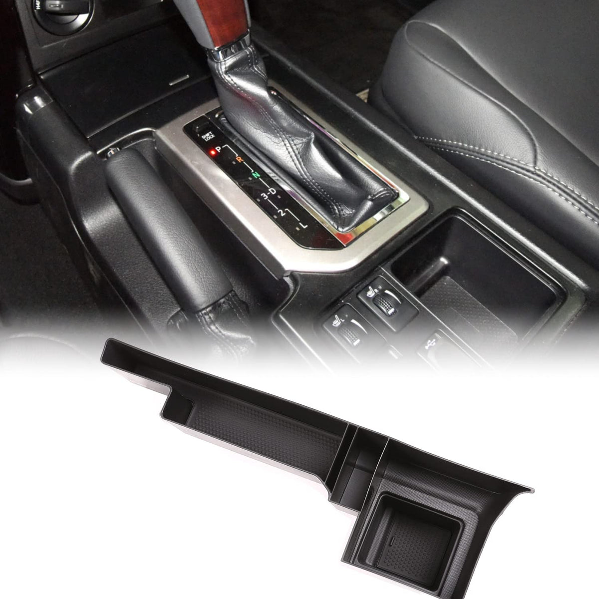 CHEAYAR Gear Tray Gear Shift Console Side Storage Box for 2010-2017 Toyota Land Cruiser Prado FJ150/LC150 Accessories (10-17with L Gear Storage Box)