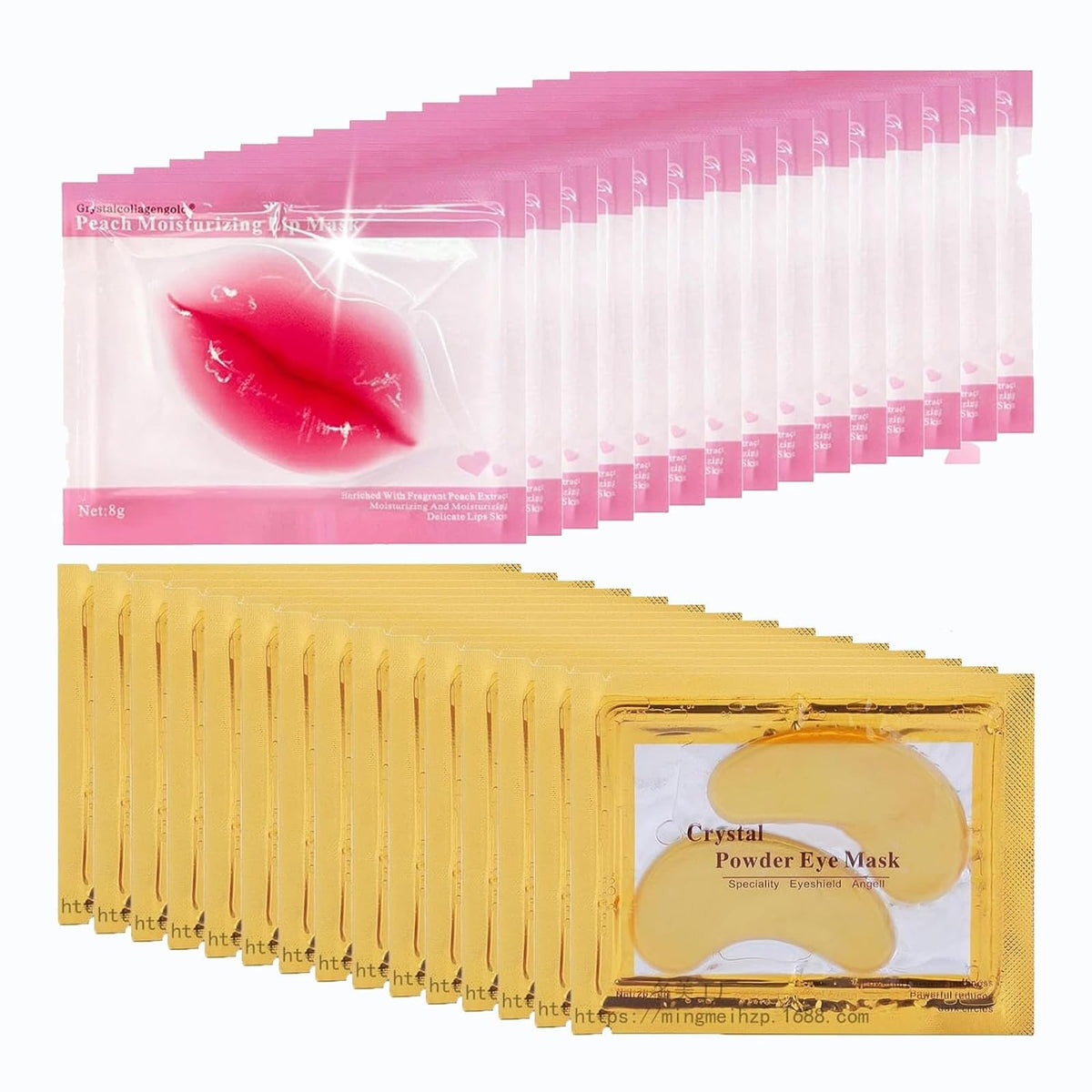 30 Pairs Lip Masks & Eye Masks, 24K Gold Gel Eye Masks,Crystal Collagen Eye Patches for Puffy Eyes,Effectively Nourishes the Lip & Eye Skin,Reducing Dark Circles, Lighten Wrinkles Anti-Aging