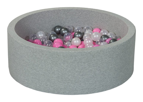 Velinda Soft Jersey Baby Kids Children Ball Pit with 150 balls, Gift (Balls colours: pearl, transparent, light pink, silver)