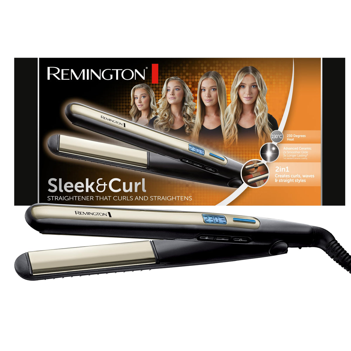 REMINGTON S6500 PIASTRA STRETTA CERAMICA 230C RISC.ULTRARAPIDO+DVD