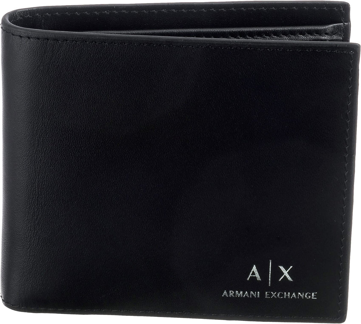 A|X ARMANI EXCHANGE mens Armani Exchange Logo Smooth Leather W/ Coin Pocket Bifold Wallet, Black, Small US