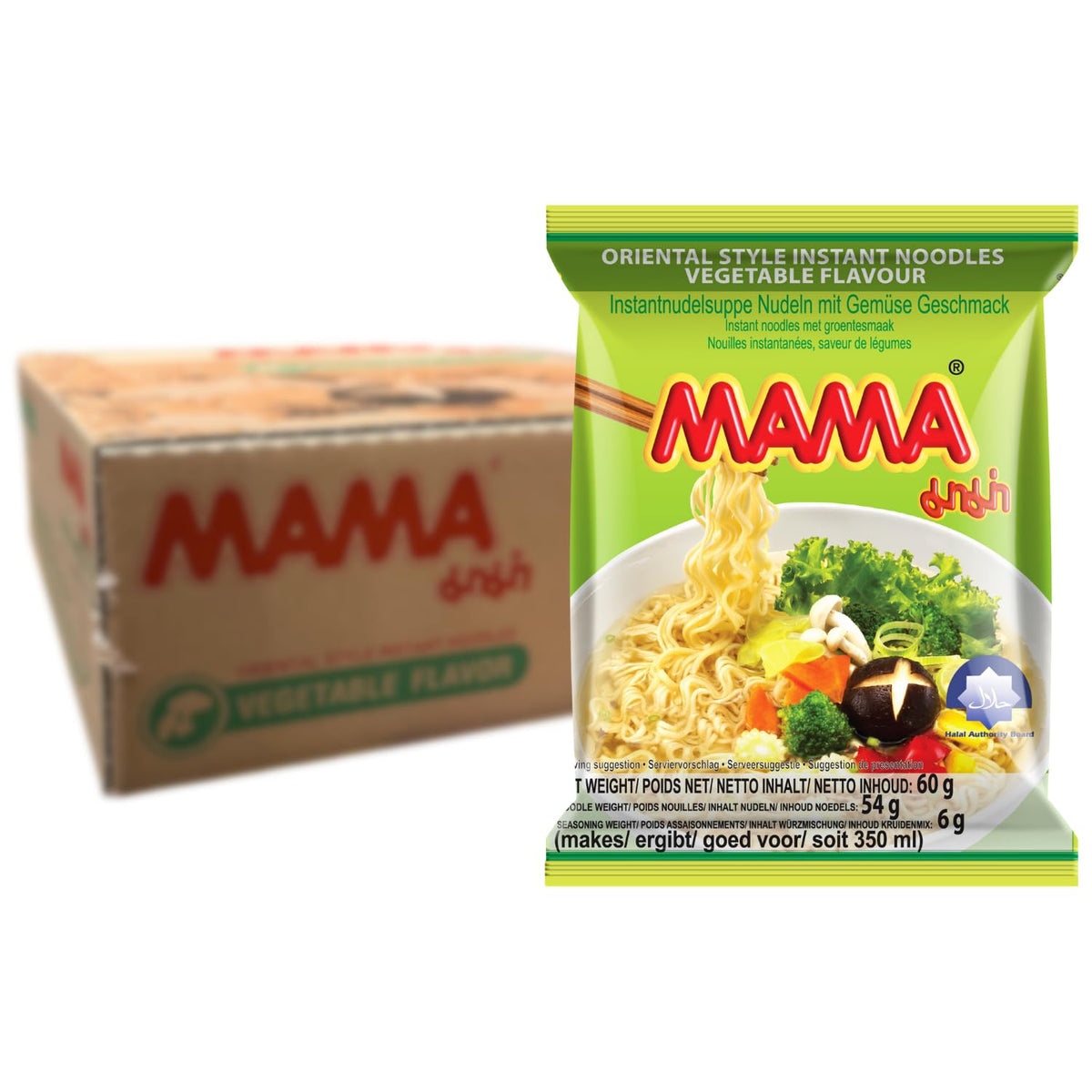 MAMA Instant Noodles Vegetable, 60 g - Pack of 30