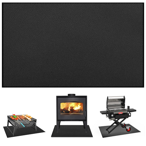 Nizirioo Anti-Greasy Heatproof Fireproof Underlay: 39 x 60 Inch Grill Mat Floor Protection Mat, Heat Resistant up to 500 Â°C, Grill Mat Floor Protection for BBQ Grills, Fireplace Floor, Black