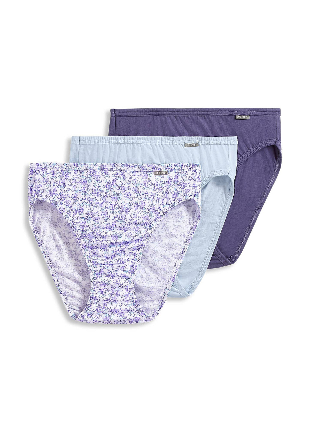 Jockey Women's Underwear Plus Size Elance French Cut - 3 Pack, Midnight Iris/Bouquet Bloom/Frothy Blue, 9