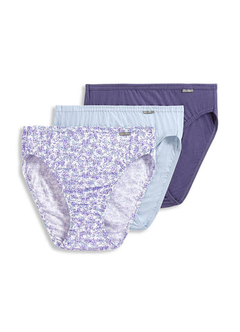 Jockey Women's Underwear Plus Size Elance French Cut - 3 Pack, Midnight Iris/Bouquet Bloom/Frothy Blue, 9