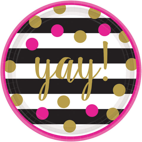 Amscan Gold Confetti Grad Round Plates | Party Favor | Pack of 18