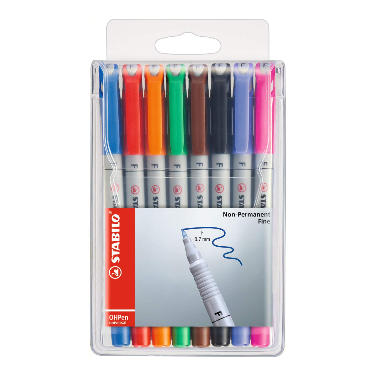 OHP Pen - STABILO OHP Pen Soluble - Fine - Wallet of 8 - Assorted Colours