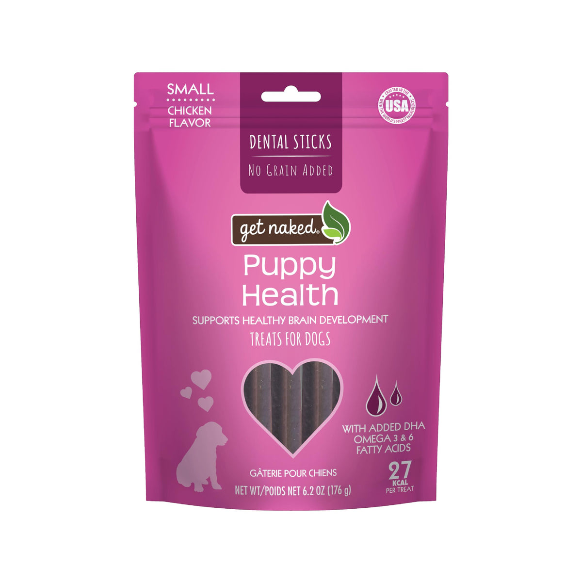 Get Naked Grain Free 1 Pouch 6.2 Oz Puppy Health Dental Chew Sticks, Small