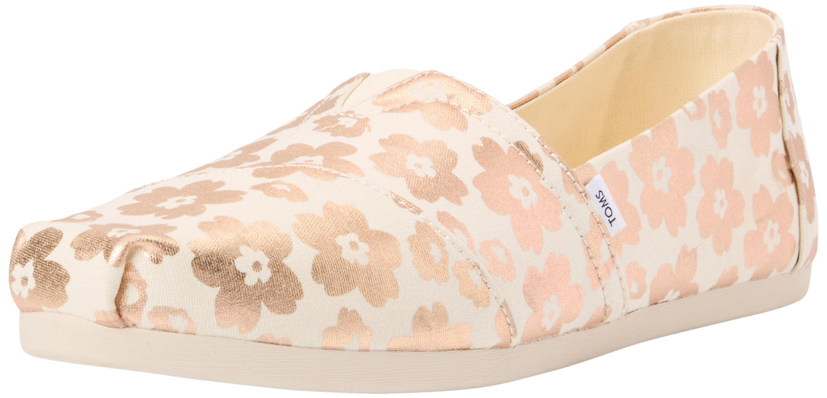 TOMS Women's Espadrille Loafer Flat, Beige Foil Ojai Floral Print, 7.5