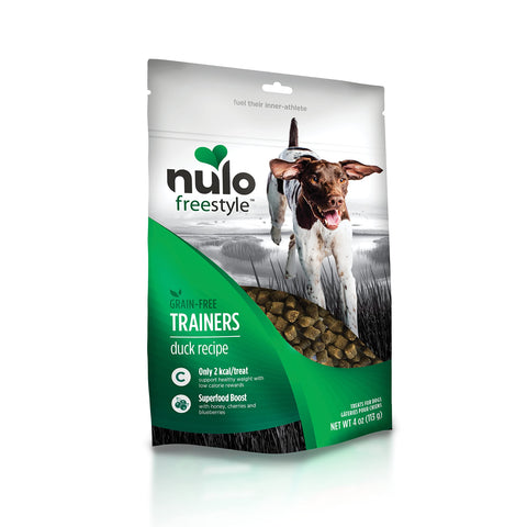 Nulo Freestyle Trainers Dog Treats: Grain Free Dog Training Treats - Healthy Low Calorie Treat Reward for Adult and Puppy Dogs - Gluten Free Dog Treat for Any Size or Breed - Duck Recipe - 4 oz Bag