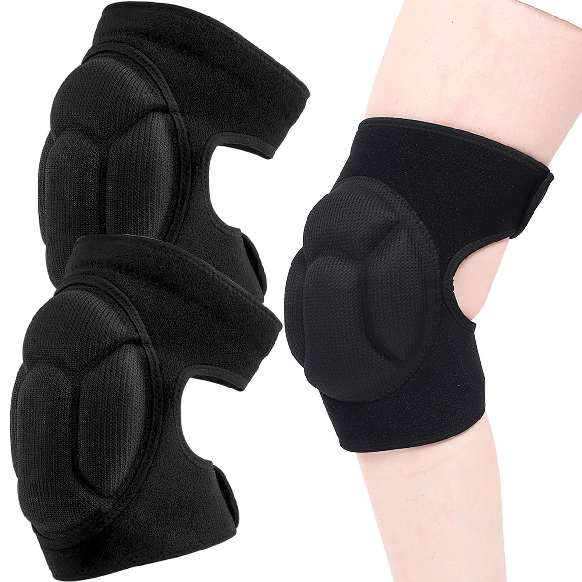 Protective Knee Pads for Men Women Knee Protection Knee Protector with Thick Sponge Anti-Slip Collision Avoidance Knee Sleeve for Work Trousers Dance Volleyball Wrestling Mountain Bike (1 Pair)