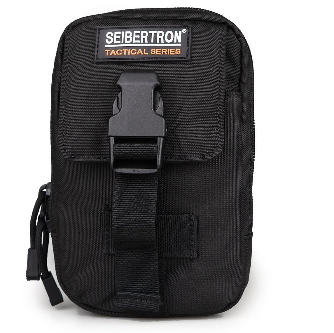 Seibertron Compact MOLLE EDC Pouch Utility Gadget Pouch wallet Detachable Neck Lanyard 6.3" Mobile Phone Purse Belt Waist Bag Black