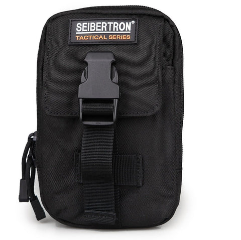 Seibertron Compact MOLLE EDC Pouch Utility Gadget Pouch wallet Detachable Neck Lanyard 6.3" Mobile Phone Purse Belt Waist Bag Black