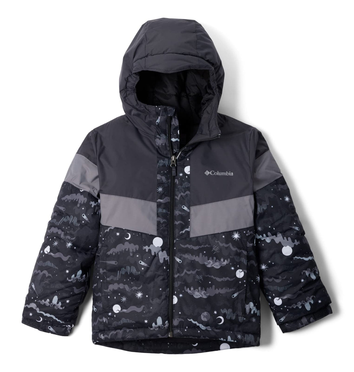 Columbia Youth Boys Lightning Lift II Jacket, Black Hypergalactic/Shark/City Grey, Large