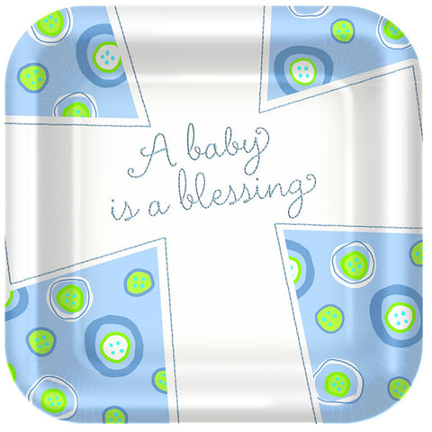 Hallmark - Blessed Baby Boy Square Dessert Plates - Standard