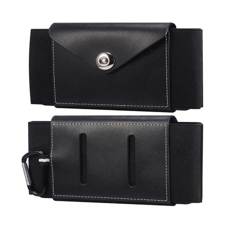 Cell Phone Holster with Belt Loop Leather Men, Phone Waist Bag Black, 6.5" Leather Cellphone Waist Wallet Pouch Smartphone Waist Pack Pocket with Belt Loop and Carabiner Hook for Outdoor Sport Travel