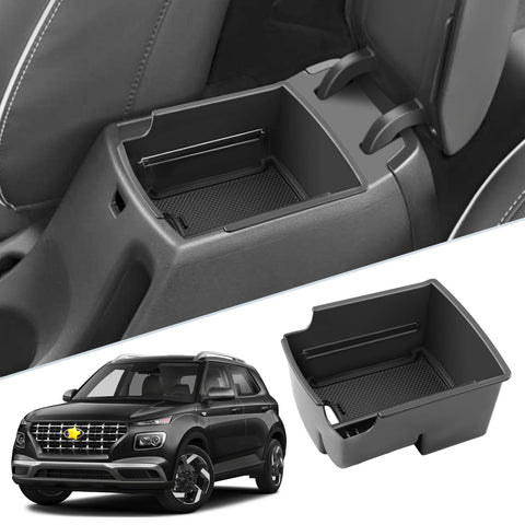 SKTU for 2020 2021 2022 2023 2024 Hyundai Venue Center Console Organizer Hyundai Venue 2022 2023 2024 Accessories Container Armrest Insert Organizer ABS Tray Pallet with USB Hole and Coin Holder