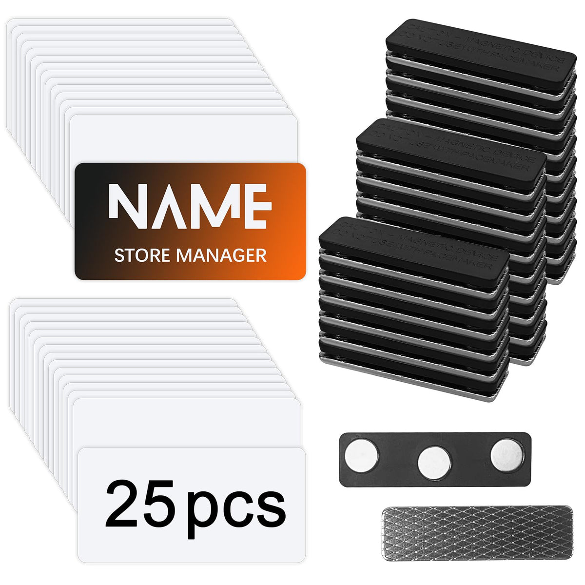 25 pcs Sublimation Name Tags,1.5 x 3 Inch Metallic Aluminium Sublimation Name tag Blank Magnetic Name Tags,Sublimation Name Badge Blanks Reusable Name Tags