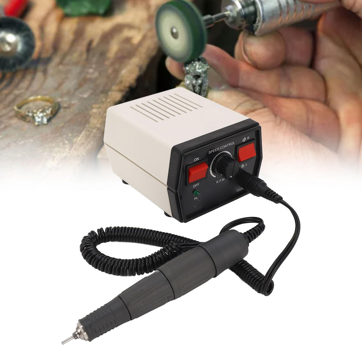 Micromotor Polishing Machine with Stepless Variable Speed for Laboratory and Artistic Creations, Versatile Lab Jewelry Micromotor Micro Motor Hand Kit (UK Plug 220V)