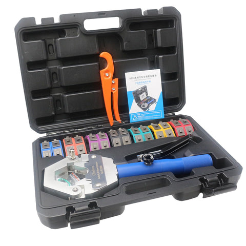 71500 Hydraulic Hose Crimper Kit for AC, Includes 7 Die Sets & Pipe Cutter, Blue, Ergonomic Grip, Iron Handle, Manual