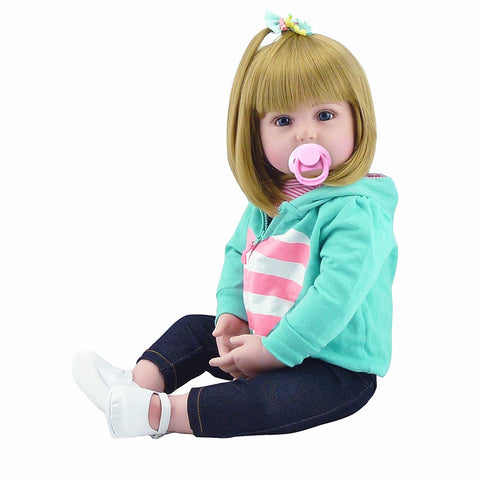 Reborn Baby Girl Dolls Clothes 24 Inches Green Outfit Accessories 3 Pieces Set for 22-24 inch Newborn Baby Girl Doll