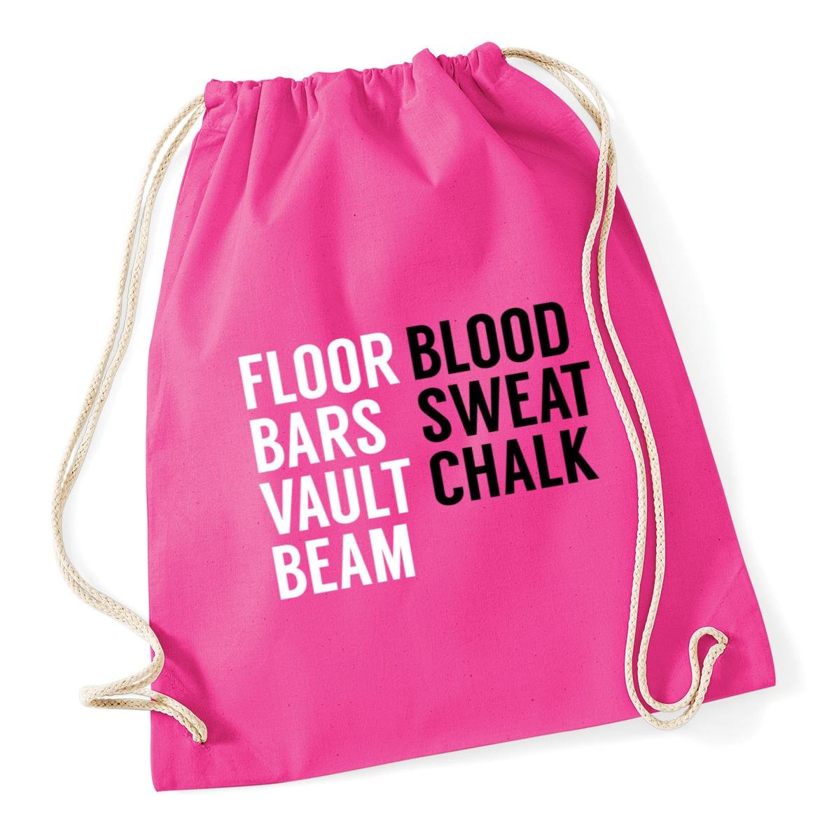 Hippowarehouse Floor bars vault beam blood sweat chalk Gymnastics Drawstring Cotton School Gym Kid Bag Sack 37cm x 46cm, 12 litres