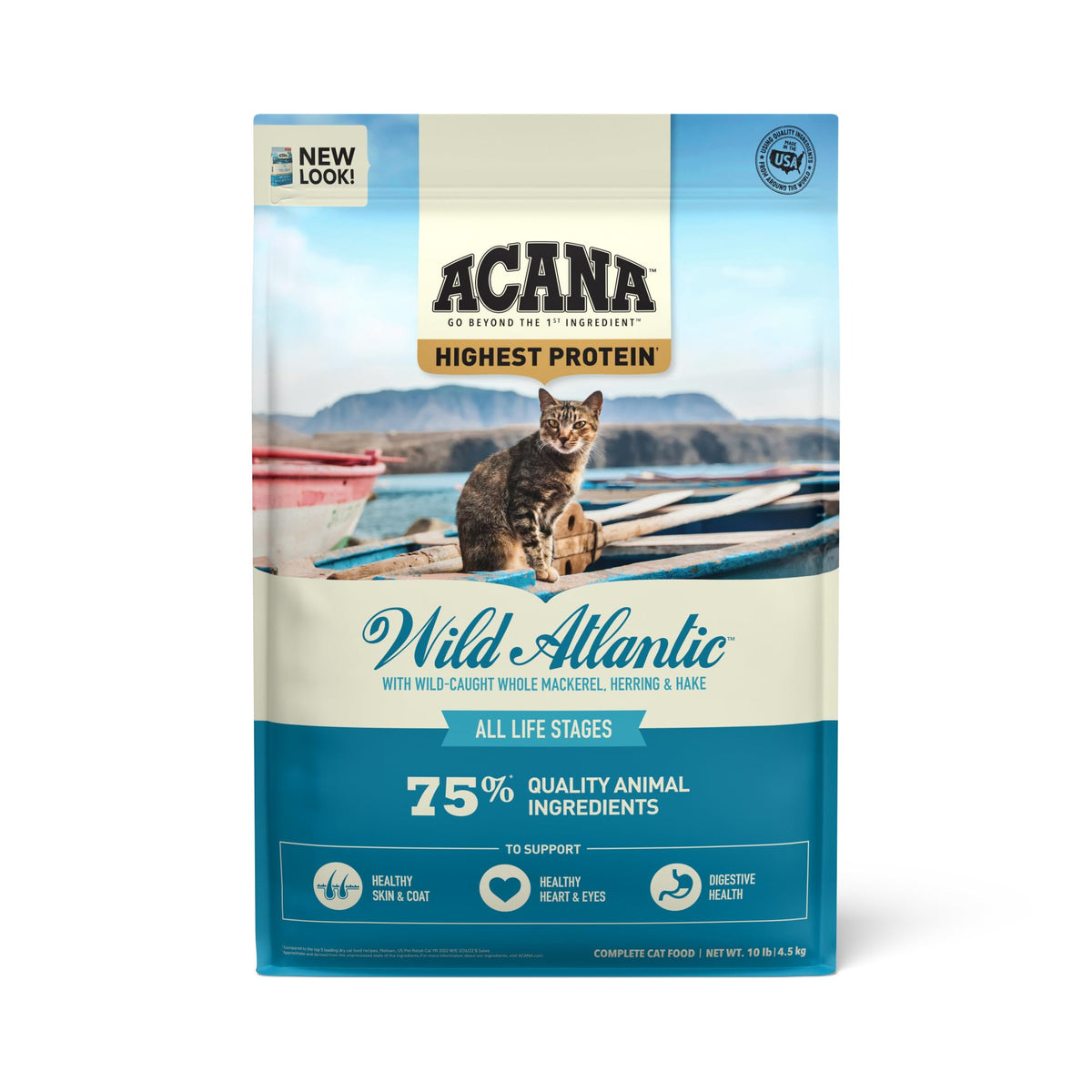 ACANA Highest Protein Dry Cat Food, Wild Atlantic, Grain Free Saltwater Fish With Freeze-Dried Liver Recipe, 10lb