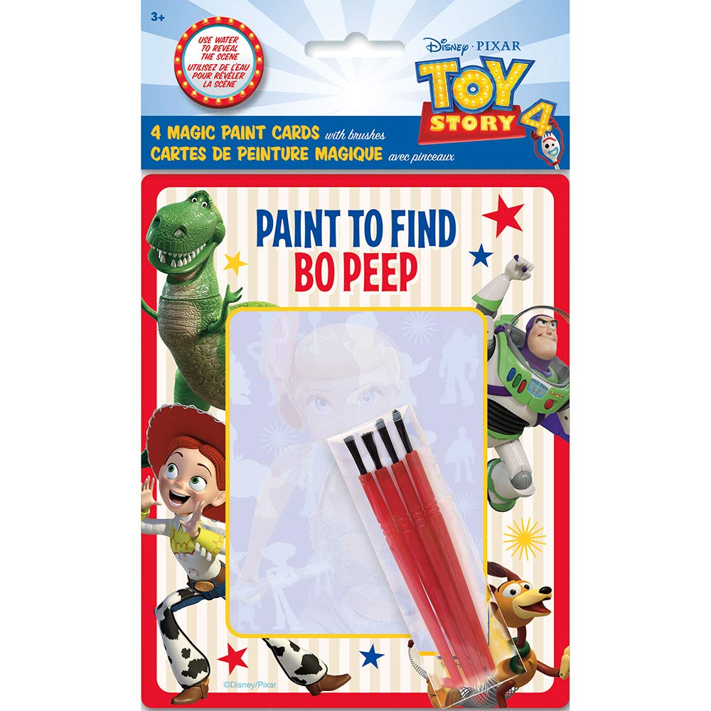 Unique Multicolor Disney Toy Story 4 Magic Watercolor Paint Cards with Brushes (4 Count) - Perfect for Kids, Easy Clean-Up, Mess-Free Art Experience