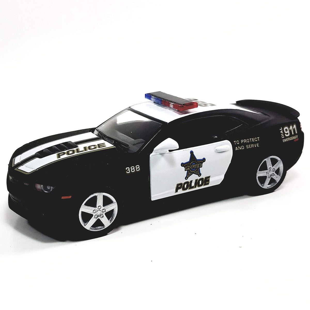 Kinsmart Chevy Camaro Black & White Police Interceptor 1/38 O Scale 5"" Diecast Squad Car